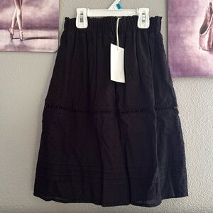 Zara girls 9-10 years Swiss Dot midi skirt black lined cotton new